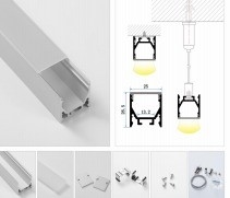 5.8-6.0M 길이 알루미늄 프로파일 LED 조명 스트립 내부 벽 장착 코너